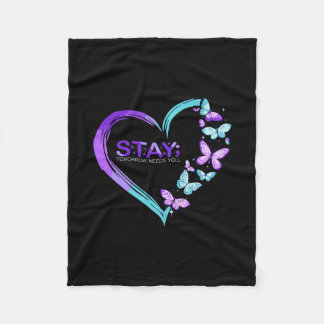 Suicizin Prevention Butterfly Heart Stanna i morgo Fleecefilt