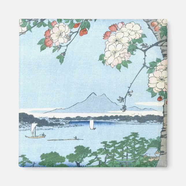 Suijin Shrine Massaki Hiroshige Japansk finkonst Magnet (Framsidan)