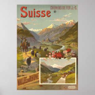 Suisse, Chemins de Fer Jura - Simplon Poster