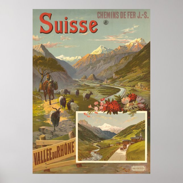 Suisse, Chemins de Fer Jura - Simplon Poster (Framsidan)