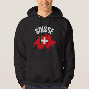 Suisse Schweiz Karta Flagga Hoodie