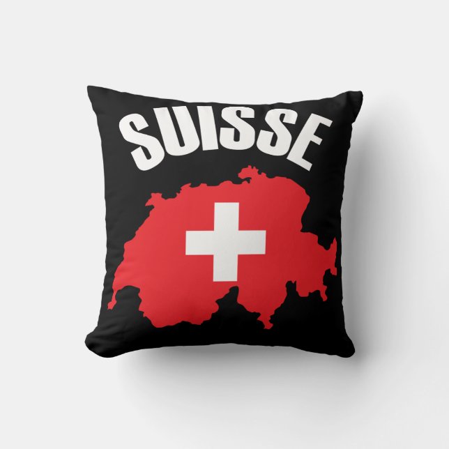 Suisse Schweiz Karta Flagga Kudde (Framsida)