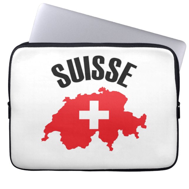 Suisse Schweiz Karta Flagga Laptop Fodral (Framsidan)