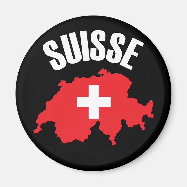 Suisse Schweiz Karta Flagga Magnet (Framsidan)