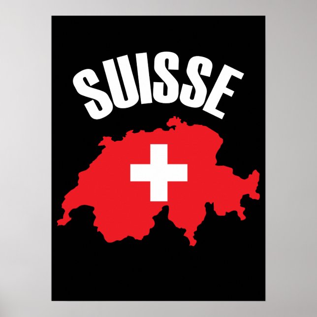 Suisse Schweiz Karta Flagga Poster (Framsidan)