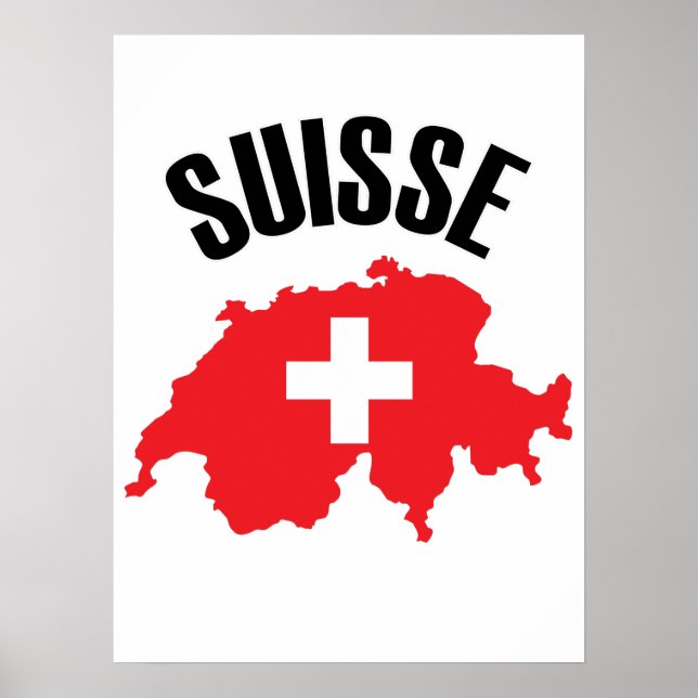 Suisse Schweiz Karta Flagga Poster (Framsidan)