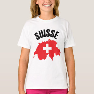 Suisse Schweiz Karta Flagga T Shirt