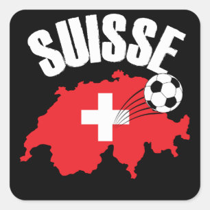 Suisse Schweiz Karta Ocer Fyrkantigt Klistermärke