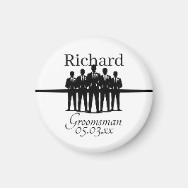 Suited Groomsman Silhouette Wedding Party Name Dat Magnet