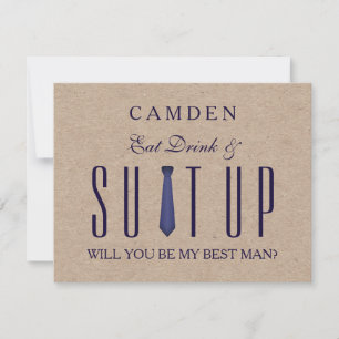 Suitup Kommer du att bli min Bestman Glitter-inbju Inbjudningar