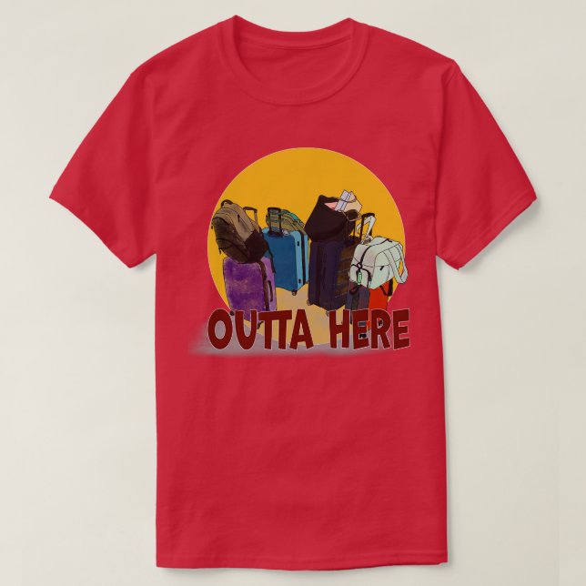 Suitväskor förpackade här t shirt (Design framsida)