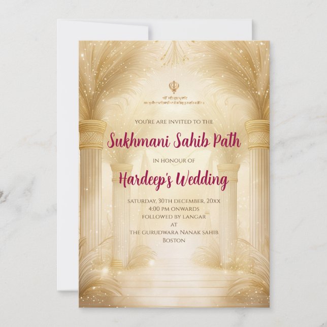 Sukhmani Sahib-inbjudan som Akhand Path-inbjudan Inbjudningar (Framsida)