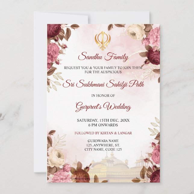 Sukhmani Sahib Paath-inbjudan, Akhnda Väg Inbjudningar (Framsida)