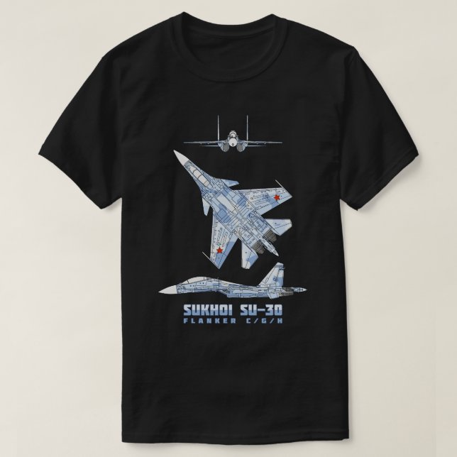 Sukhoi Su30 Russian Toppen Maneuverable Fighter Pl T Shirt (Design framsida)