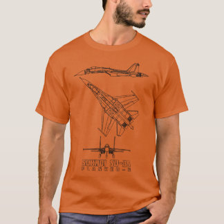 Sukhoi Su35 Russian Jet Fighter Flygplan Blueprint T Shirt
