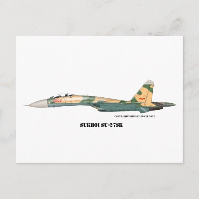 Sukhoi SU-27SK Flanker Vykort (Framsida)