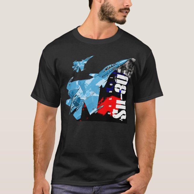 Sukhoi SU-30 Russian Multirole Fighterjet T Shirt (Framsida)