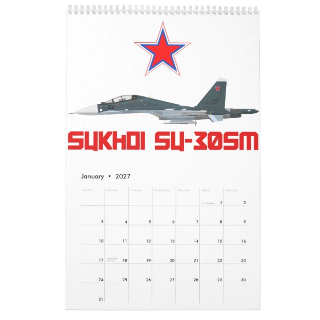 Sukhoi Su-30SM Russian Air Force VKS Kalender (Jan 2027)