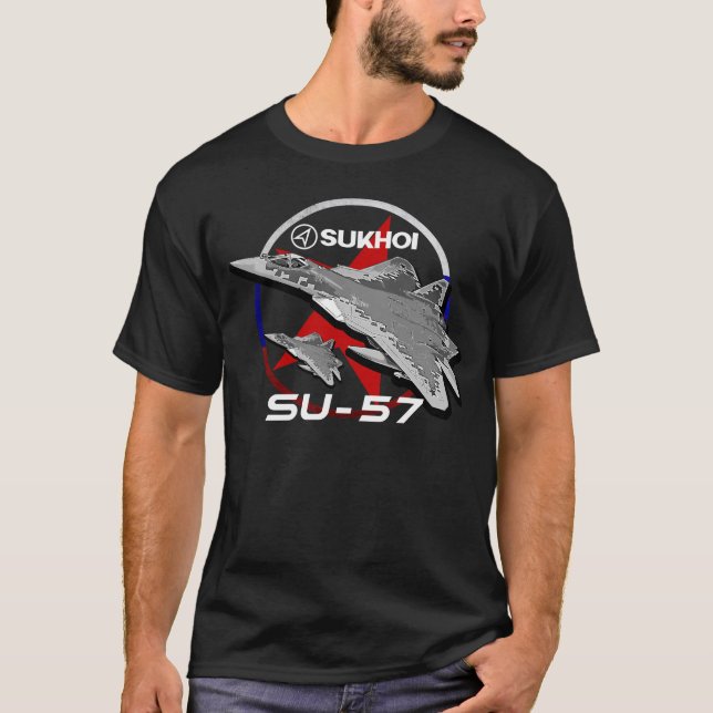 Sukhoi SU-57 Fighterjet T Shirt (Framsida)