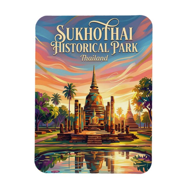 Sukhothai historiska park Thailand Magnet (Vertikal)