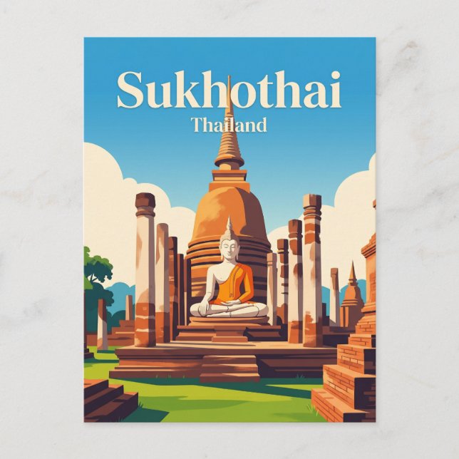 Sukhothai historiska park Thailand Vykort (Framsida)