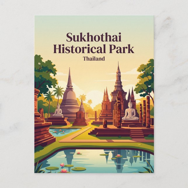 Sukhothai historiska park Thailand Vykort (Framsida)