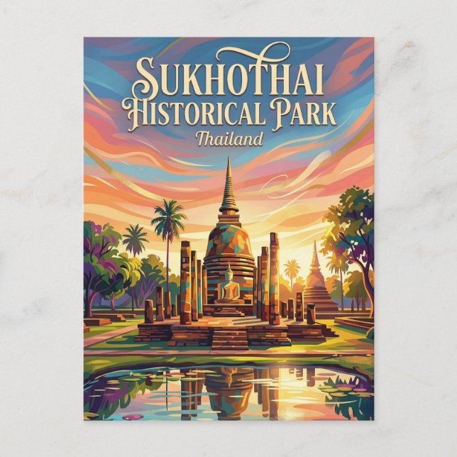 Sukhothai historiska park Thailand Vykort (Framsida)