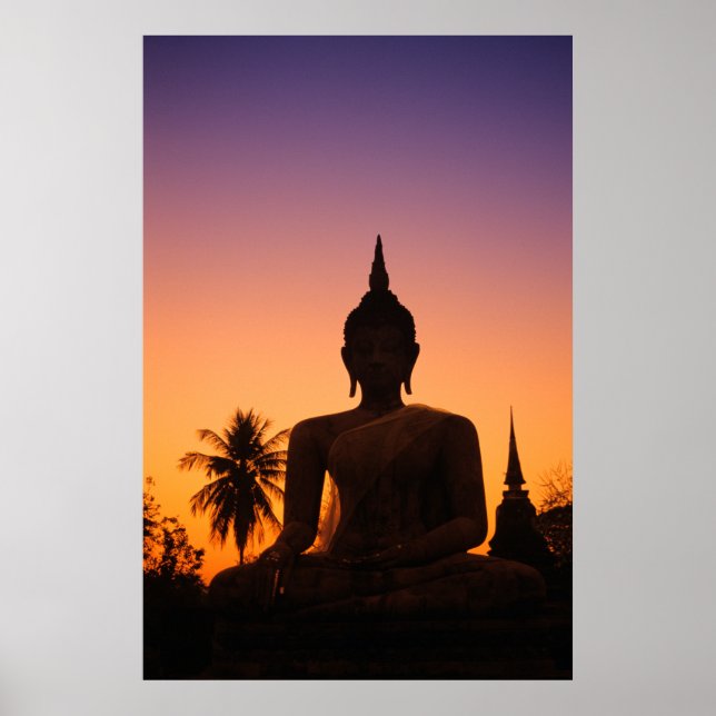 Sukhothai, Wat Mahait vid solnedgången Poster (Framsidan)