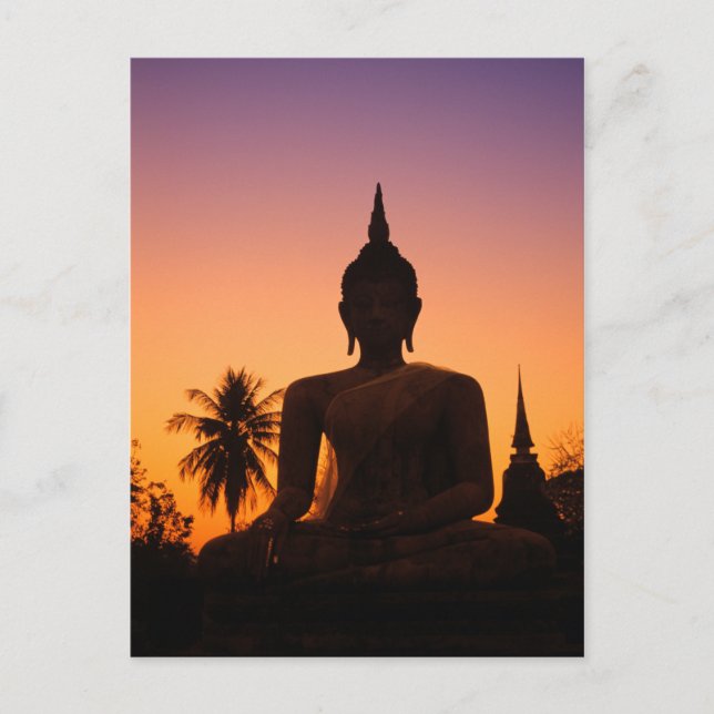 Sukhothai, Wat Mahathat vid solnedgång Vykort (Framsida)