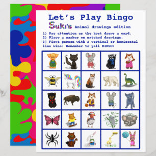 Sukis Animal Teckning Let's Play Bingo Party Game