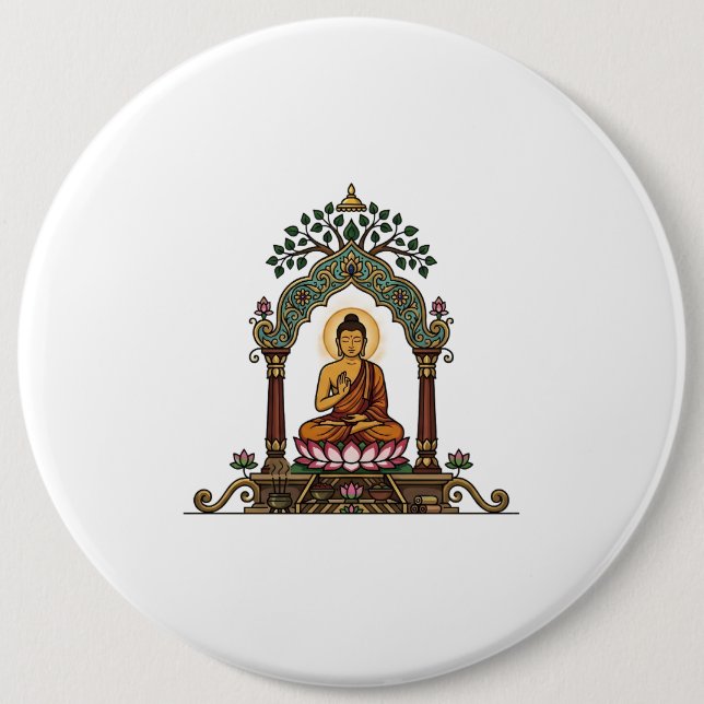 Sukiti Dhamma Meditativ ikon: Minimalistisk Buddha Knapp (Framsida)