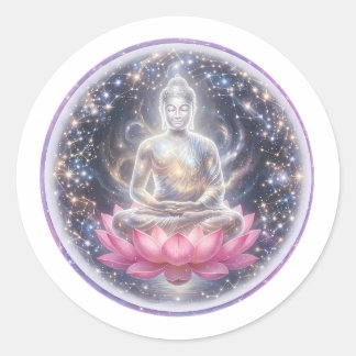 Sukiti Fredlig Lotus-meditationsdekal Runt Klistermärke