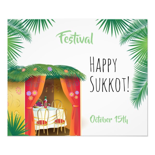 Sukkot Festival Party Sukkah Lulav & Etrog Decor Fototryck (Framsidan)