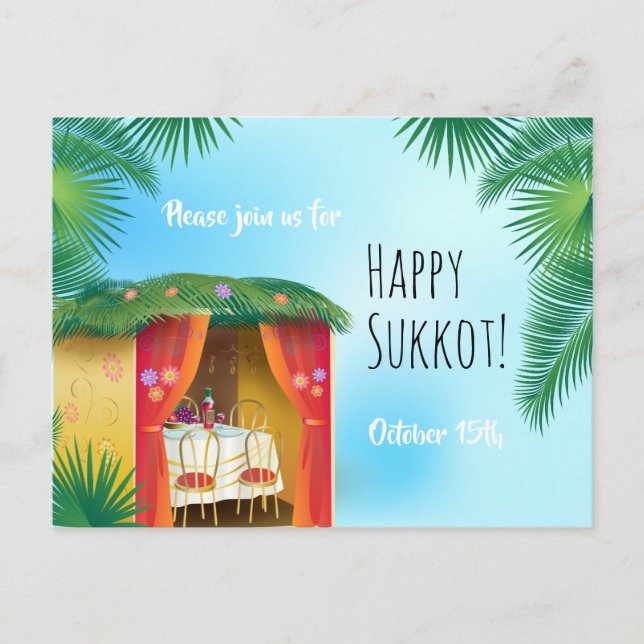 Sukkot-festlighetsfest Sukkah Lulav & Etrog-inbjud Vykort (Framsida)