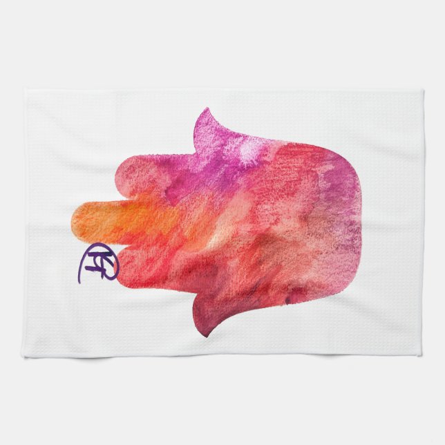 Sukkot Hamsa Art Kökshandduk (Horisontell)