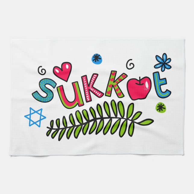 Sukkot judisk helgdagtext kökshandduk (Horisontell)