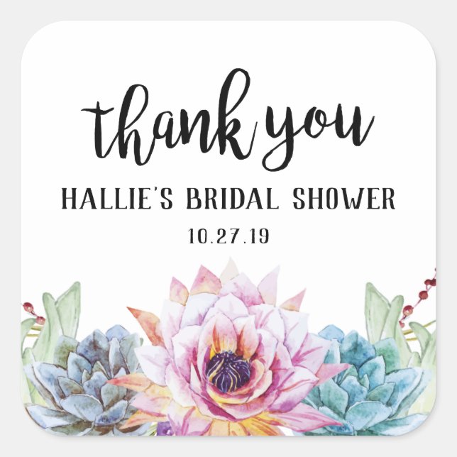 Sukkulent Tack Sticker Fyrkantigt Klistermärke (Framsida)