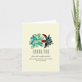 Sukkulenta teal bröllak tack kort