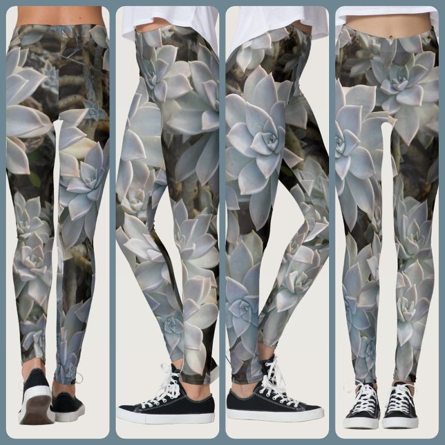 Sukkulenter Botanisk Silverblå Leggings (Skapare uppladdad)