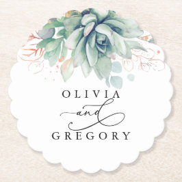 Sukkulenter Grönska Elegant Modern Pappersunderläg Underlägg Papper