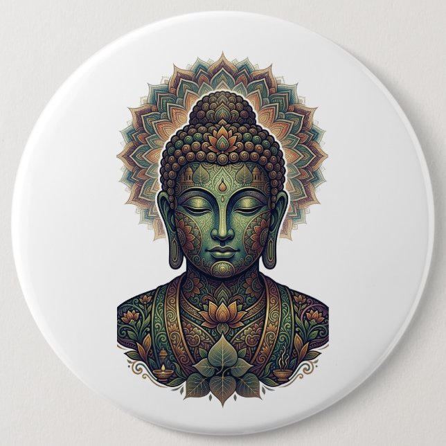Sukti Budh Serene Meditation Porträtt - Ancient Ba Knapp (Framsida)