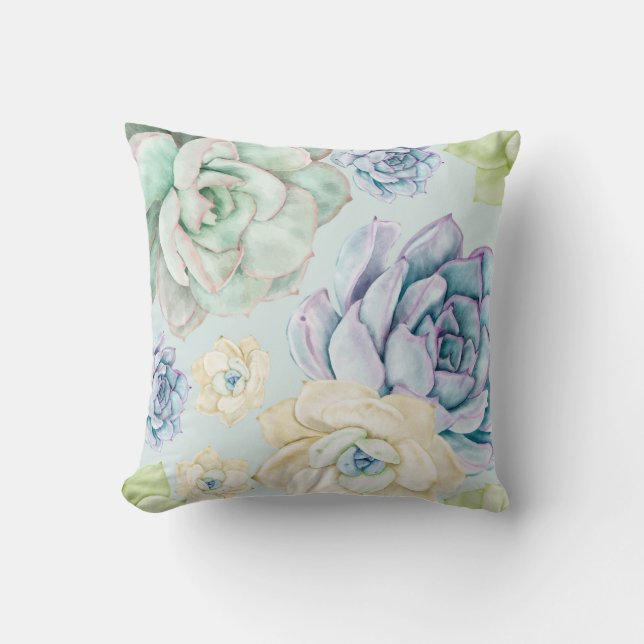 Sukulär blomma, vattenfri, sömlös kudde (Framsida)