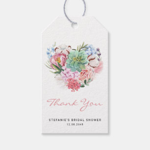 Sukulär Blommigt Hjärtans Möhippa Tack Presentetikett