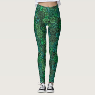 Sukulär trädgård i grönt leggings