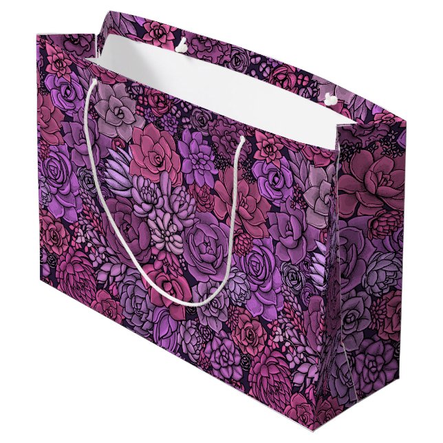 Sukulär trädgård i rosa och violett (Baksidan Vinklad)