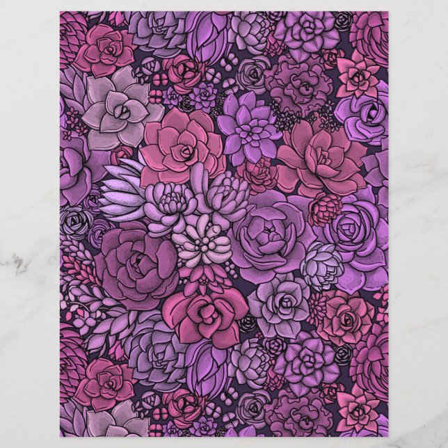 Sukulär trädgård i rosa och violett (Framsida)