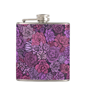 Sukulär trädgård i rosa och violett fickplunta