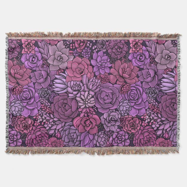 Sukulär trädgård i rosa och violett filt (Framsidan)