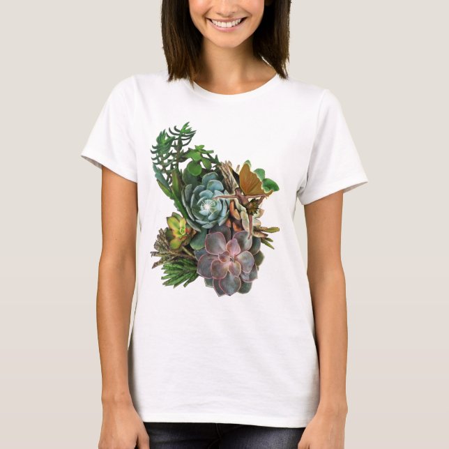 Sukulär trädgårdsdesign t-shirt (Framsida)