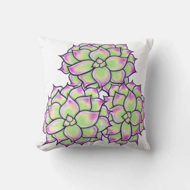 Sukulära blodfärgade Succulents, cactiöknen Kudde (Framsida)